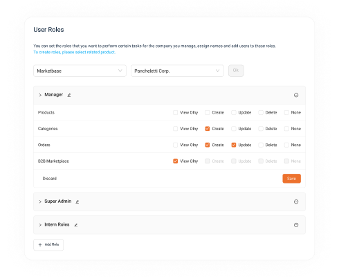 Role and permission-based management